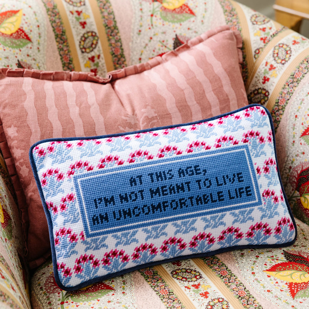 Uncomfortable 'White Lotus' Needlepoint Pillow | The New York