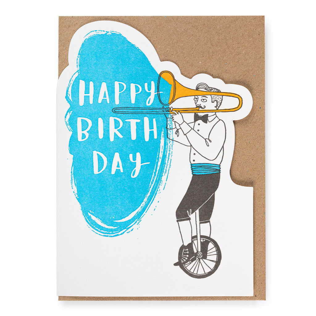 Trombone Birthday Letterpress Notecard
