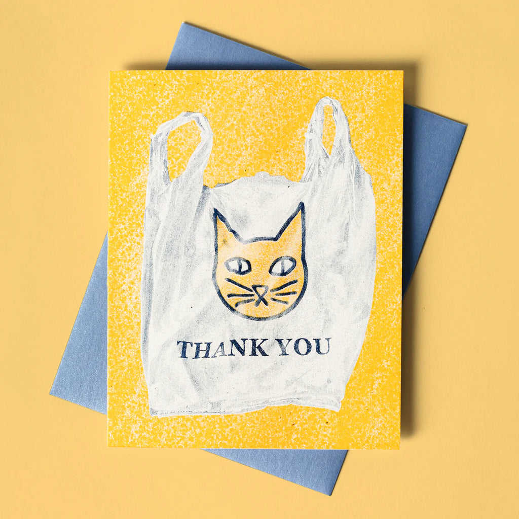Thank You Cat Bag Risograph Card