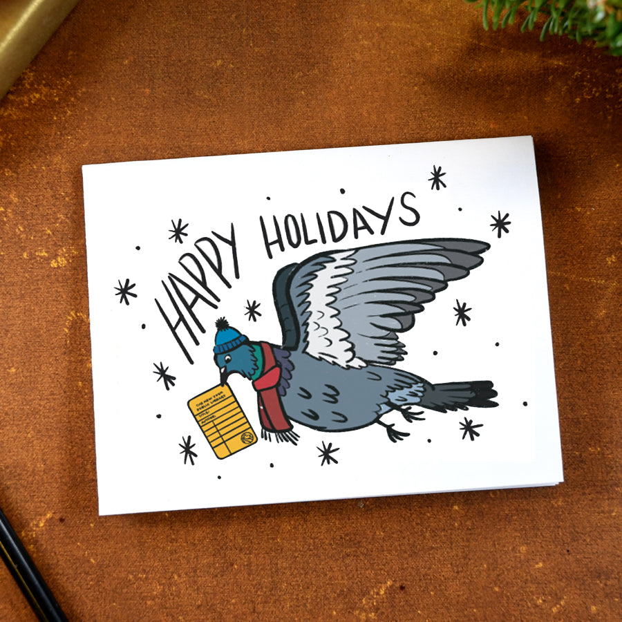 Holiday NYC Pigeon: Printable Greeting Card