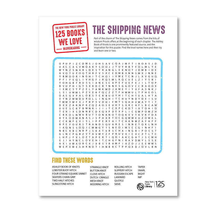 Printable Word Search: The Shipping News - The New York Public Library Shop