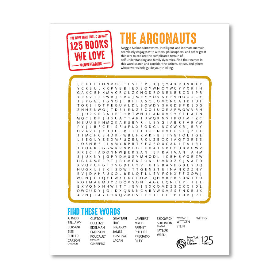 Printable Word Search: The Argonauts - The New York Public Library Shop