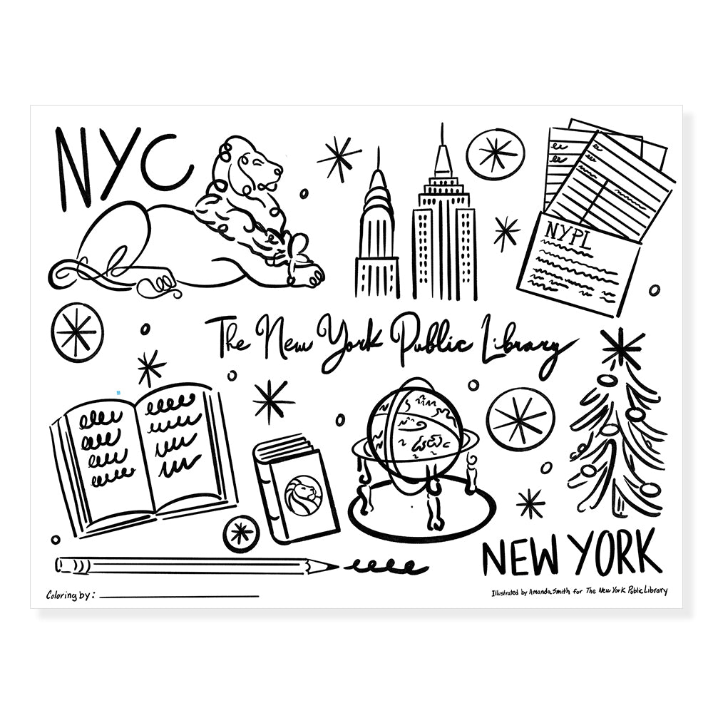 Printable Coloring Page: NYPL Holiday Cheer