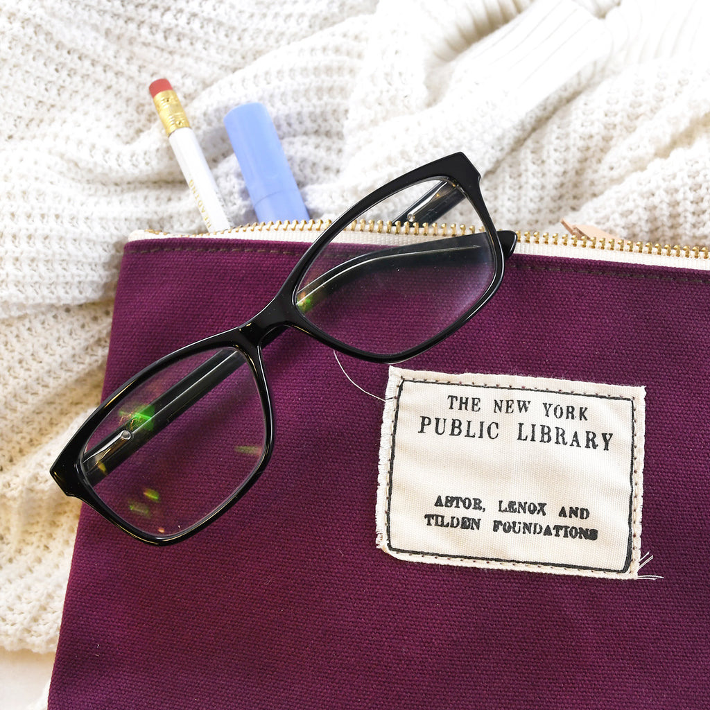 Glasses Library Book Stamp
