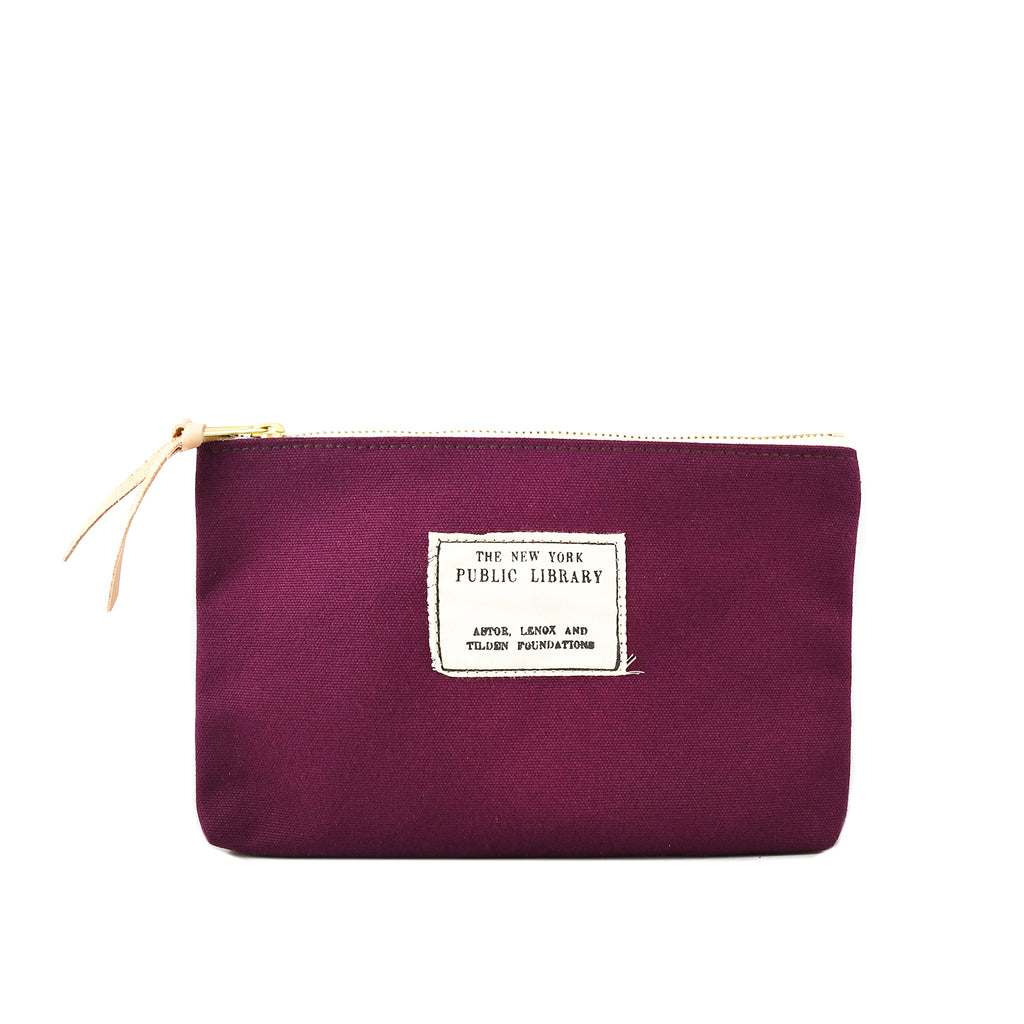Burgundy Vintage NYPL Stamp Pouch