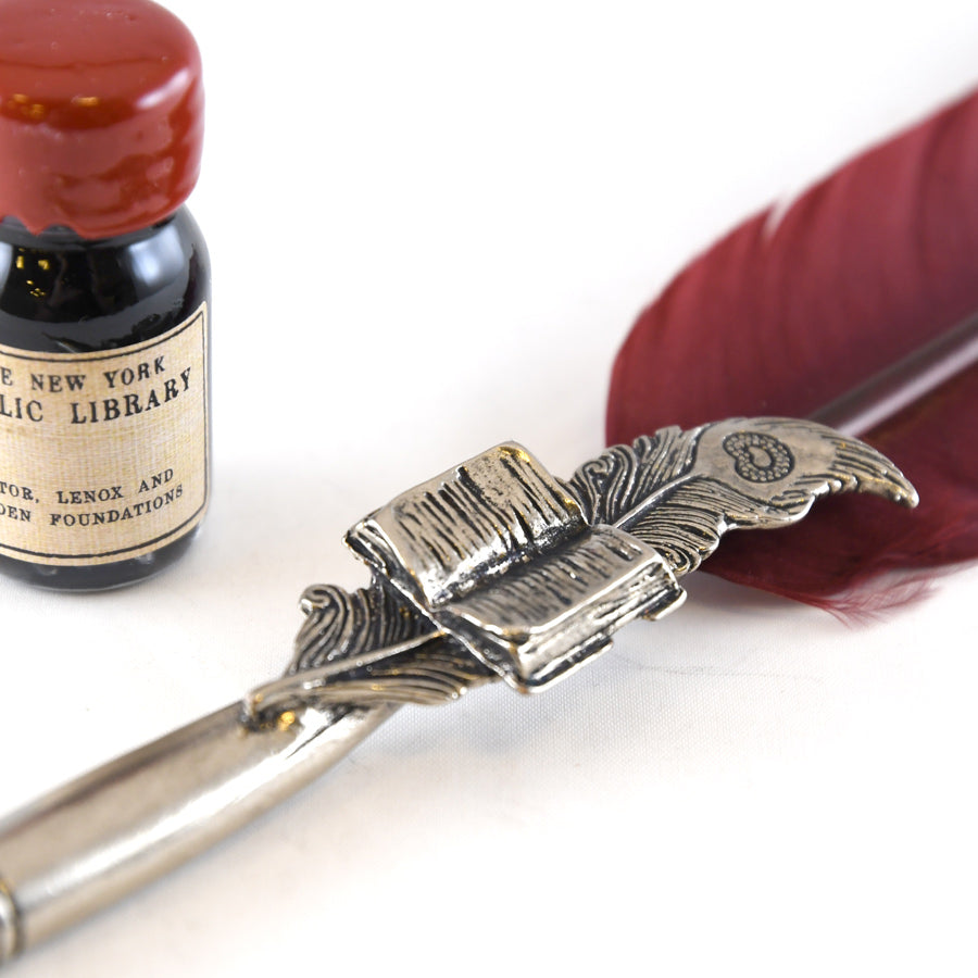 NYPL Red Feather Pen Set