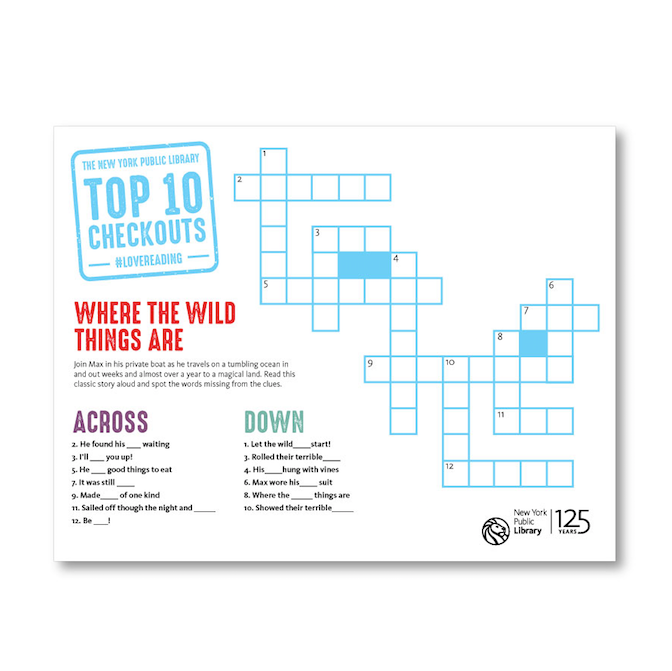 Printable Kids Crossword: Where the Wild Things Are - The New York Public Library Shop