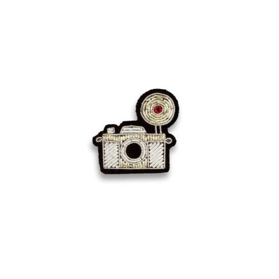 Silver Camera Hand Embroidered Brooch