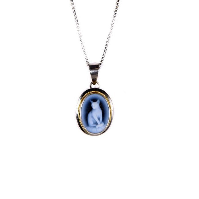Siamese Cat Blue Agate Cameo Necklace - The New York Public Library Shop
