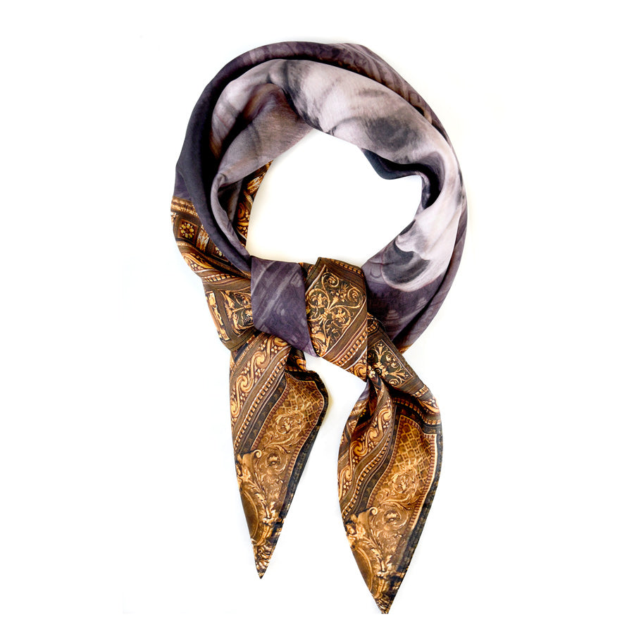 FRENCH SILK SCARF - ACCESSORIES - Brown - 36x36