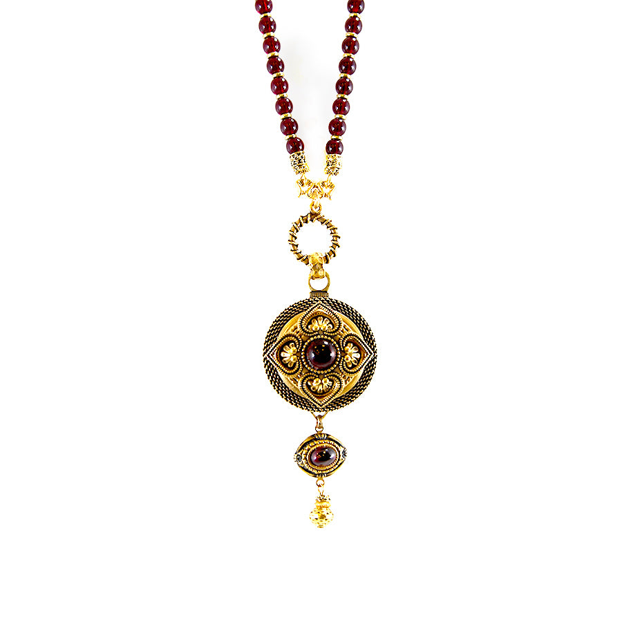 Garnet Rounds Drop Necklace - The New York Public Library Shop