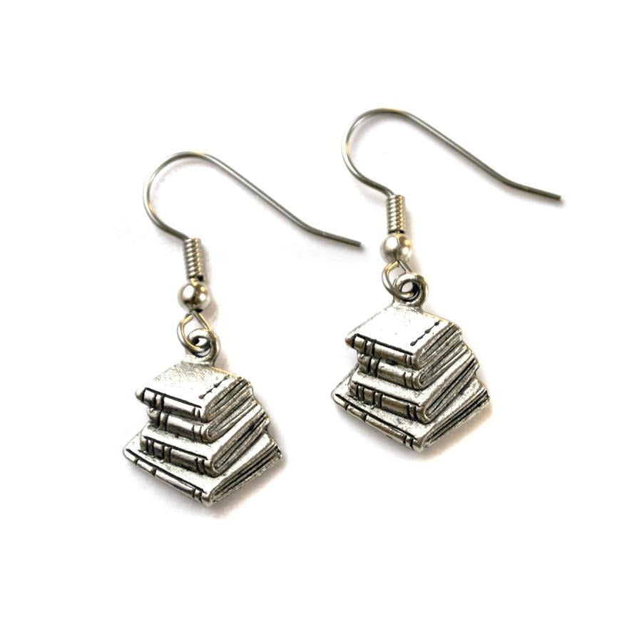 Silver Book Stack Earrings - The New York Public Library Shop