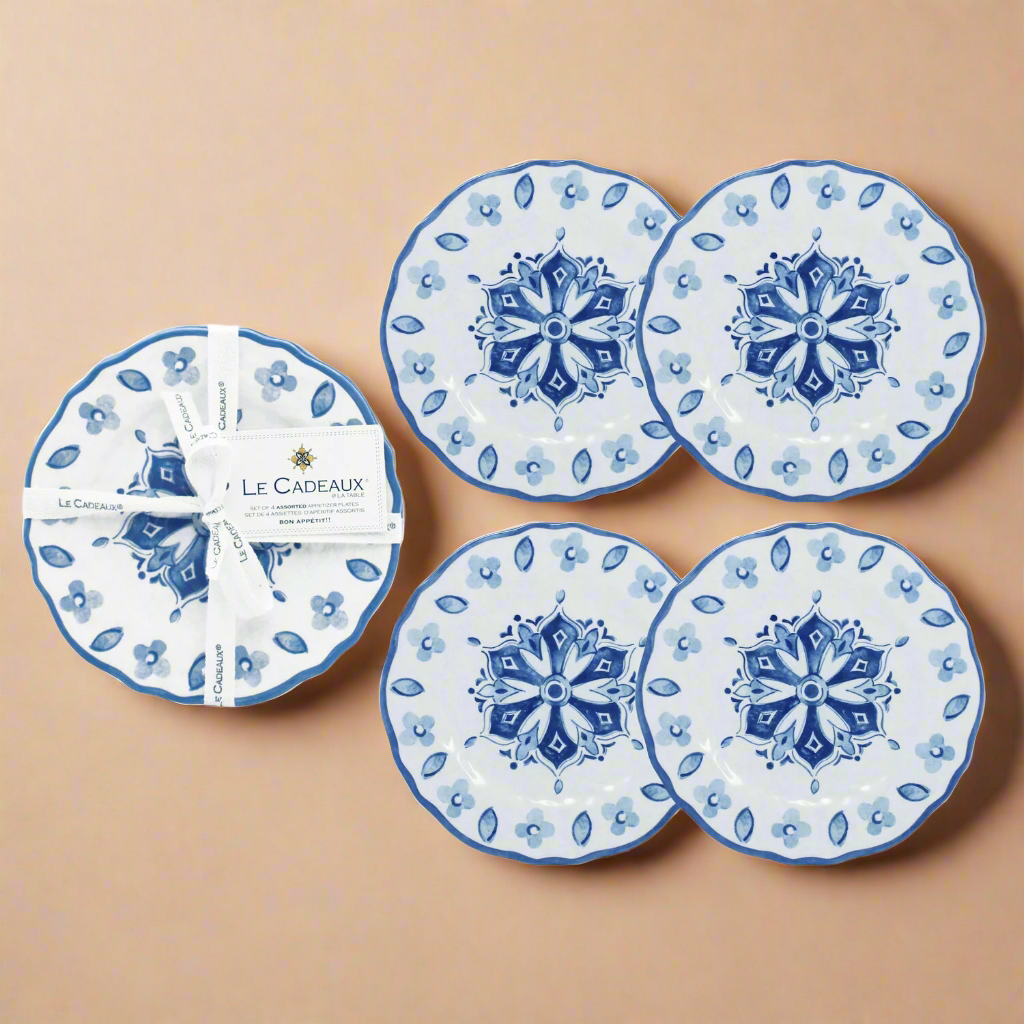 Moroccan Blue Appetizer Plates Set