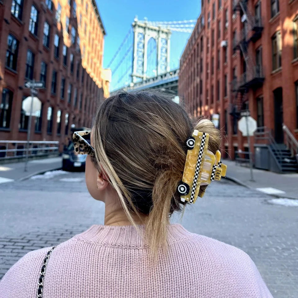 Hand-Painted Yellow Taxi Cab Claw Hair Clip