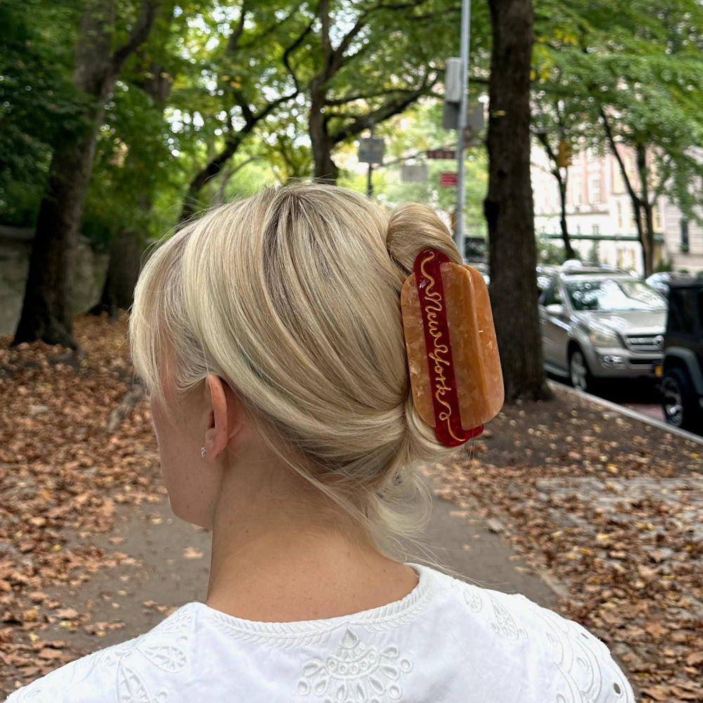 Hand-Painted New York Hot Dog Claw Hair Clip