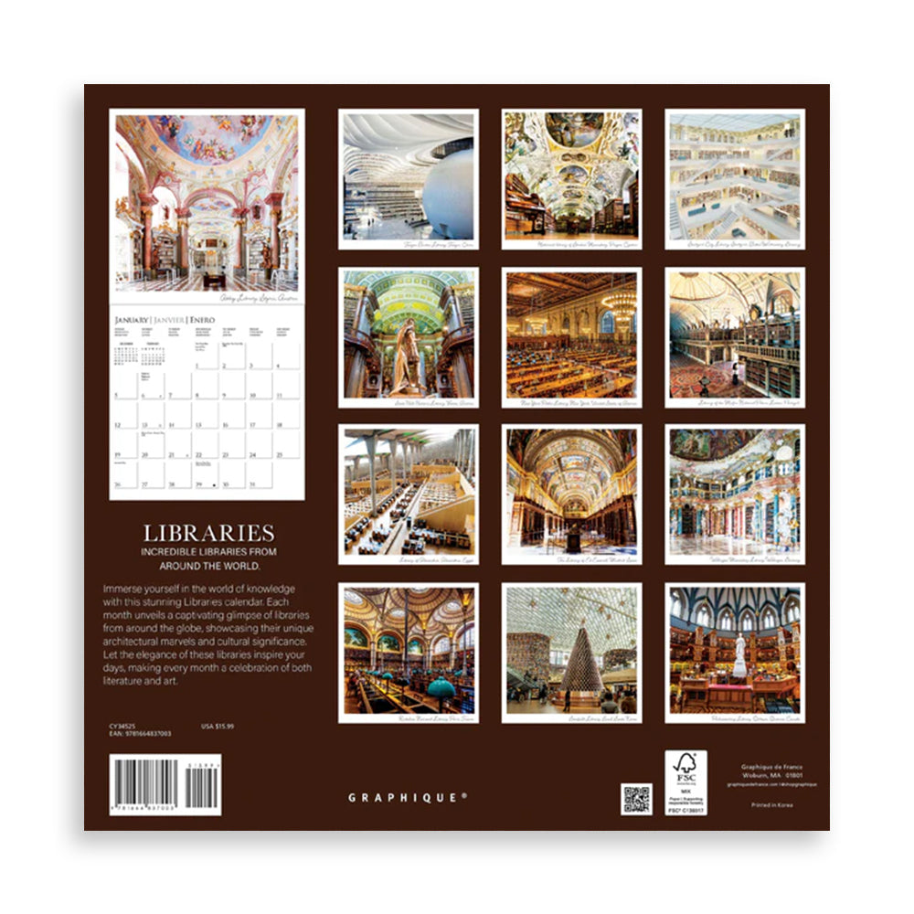 Libraries 2025 Wall Calendar