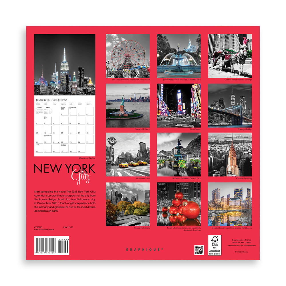 New York Glitz 2025 Wall Calendar