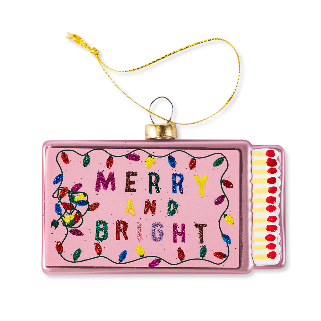 Merry & Bright Matchbook Glass Ornament