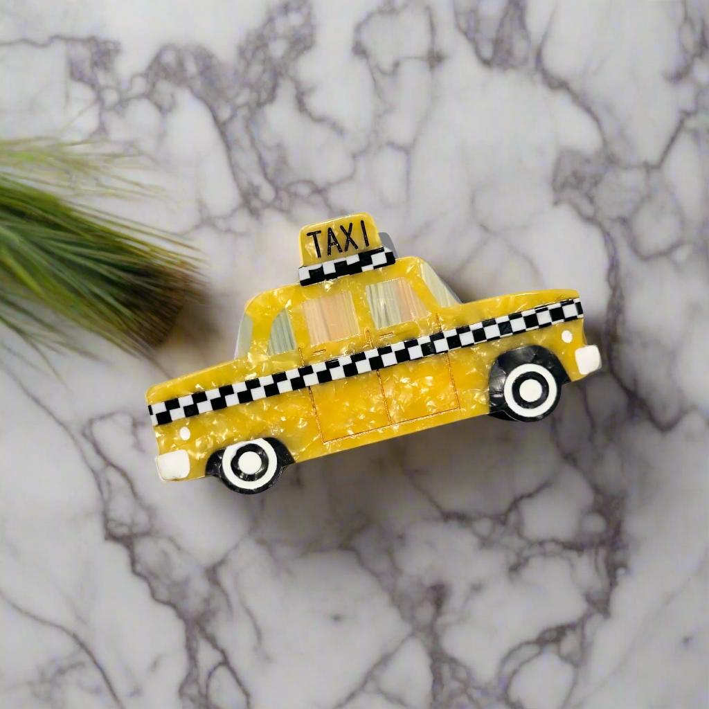 Hand-Painted Yellow Taxi Cab Claw Hair Clip