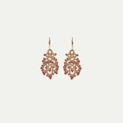 Lace Earrings: Donna in Orange Garnet