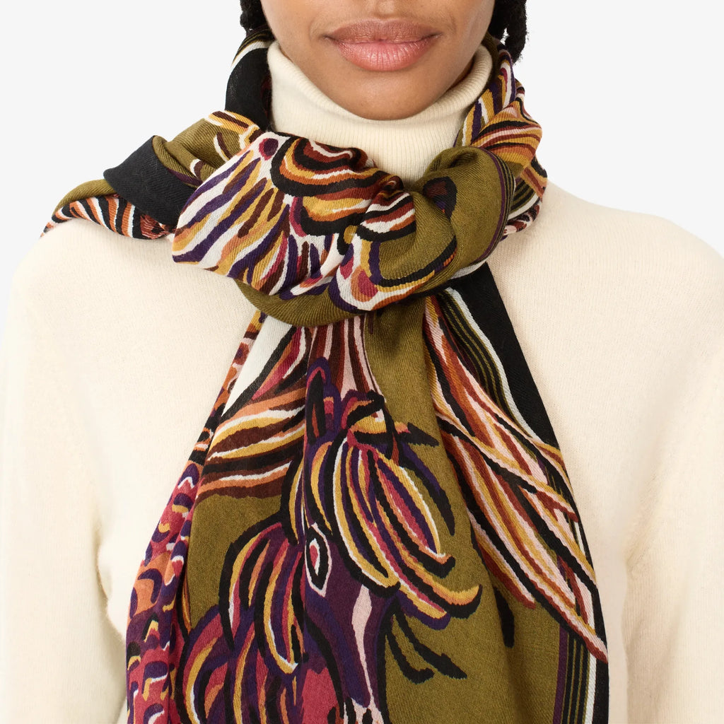 Khaki Western Wool Scarf