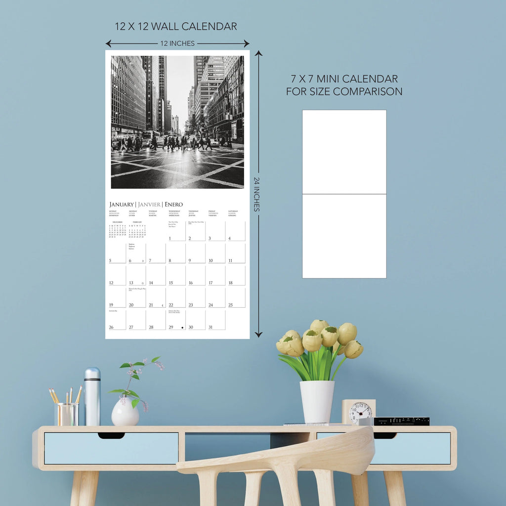 Black & White New York 2025 Wall Calendar