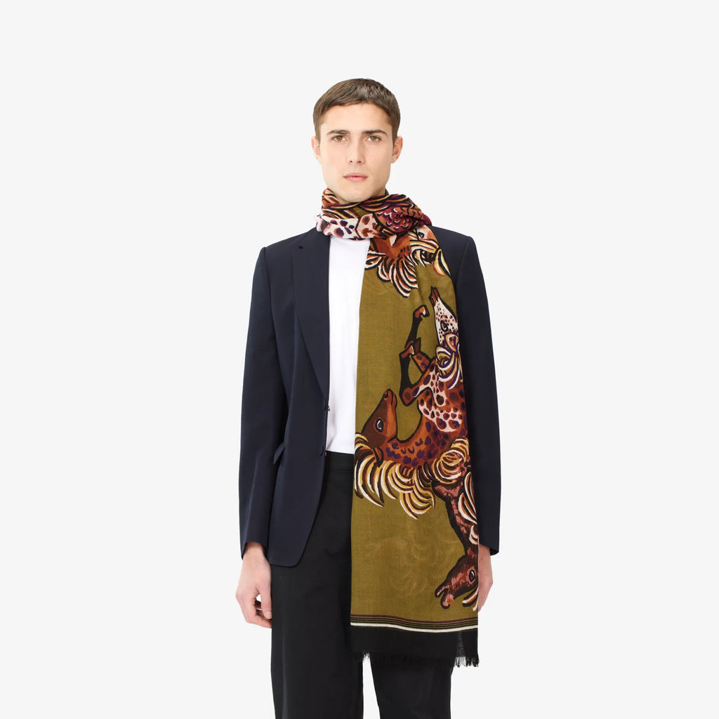 Khaki Western Wool Scarf