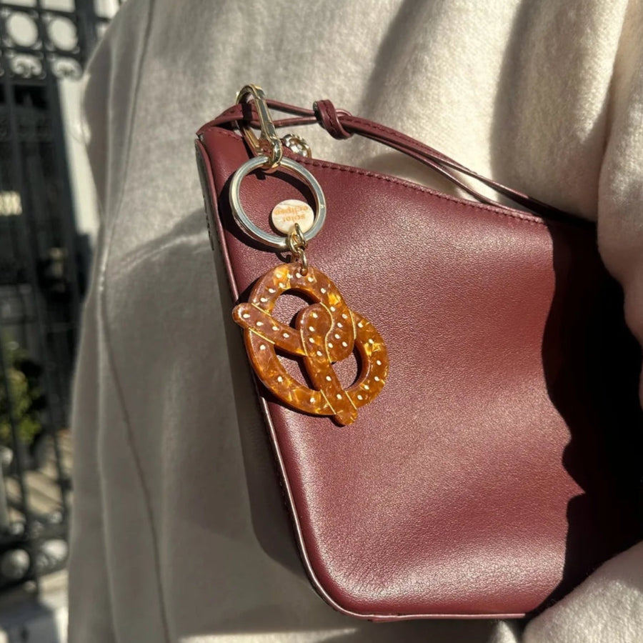 Hand-painted Pretzel Bag Charm + Keychain