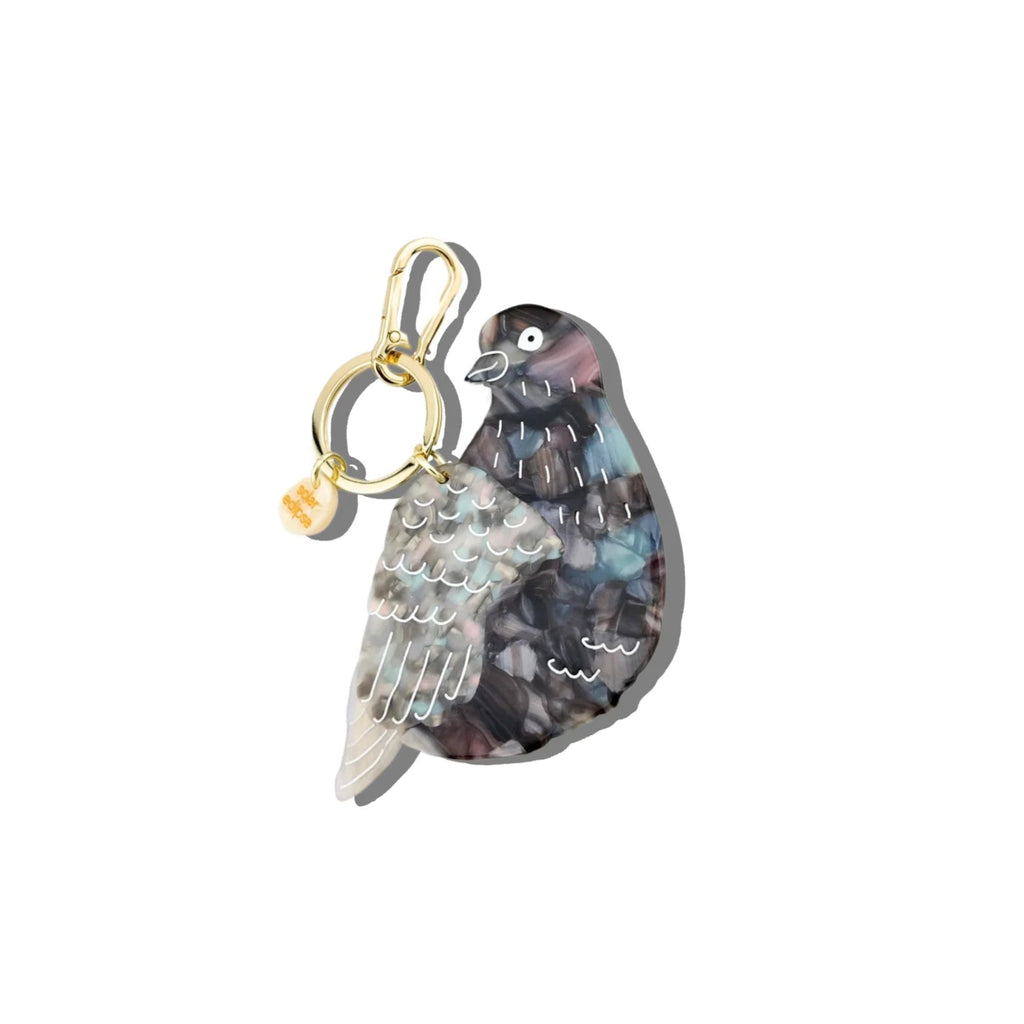 Hand-Painted Pigeon Bag Charm + Keychain