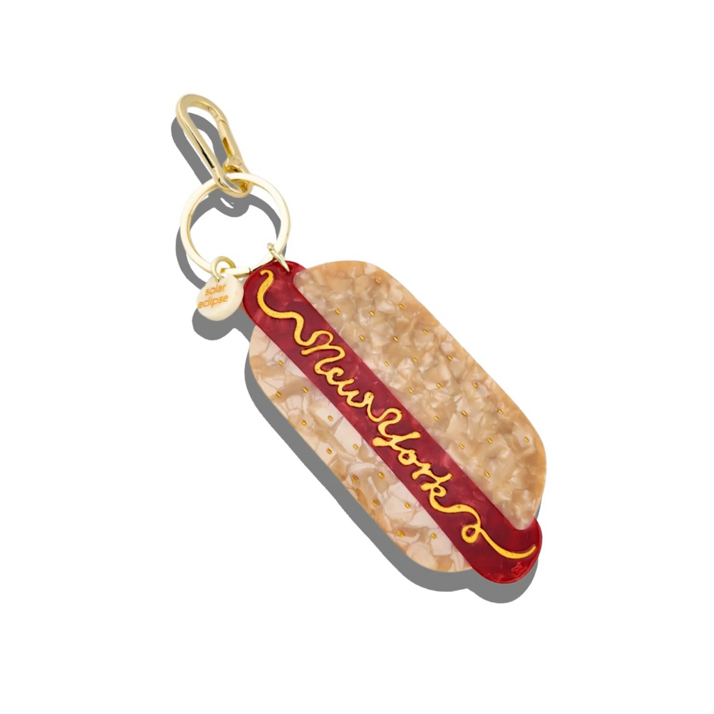 Hand-painted New York Hotdog Bag Charm + Keychain