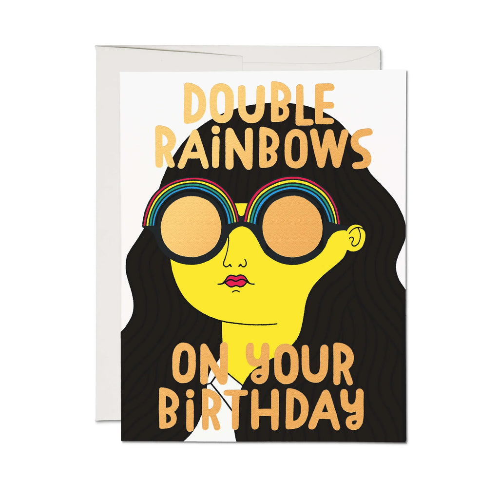 Double Rainbows Birthday Notecard