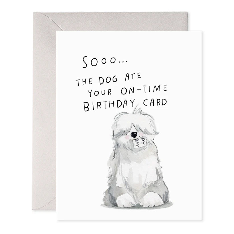 Sheepdog Belated Birthday Notecard