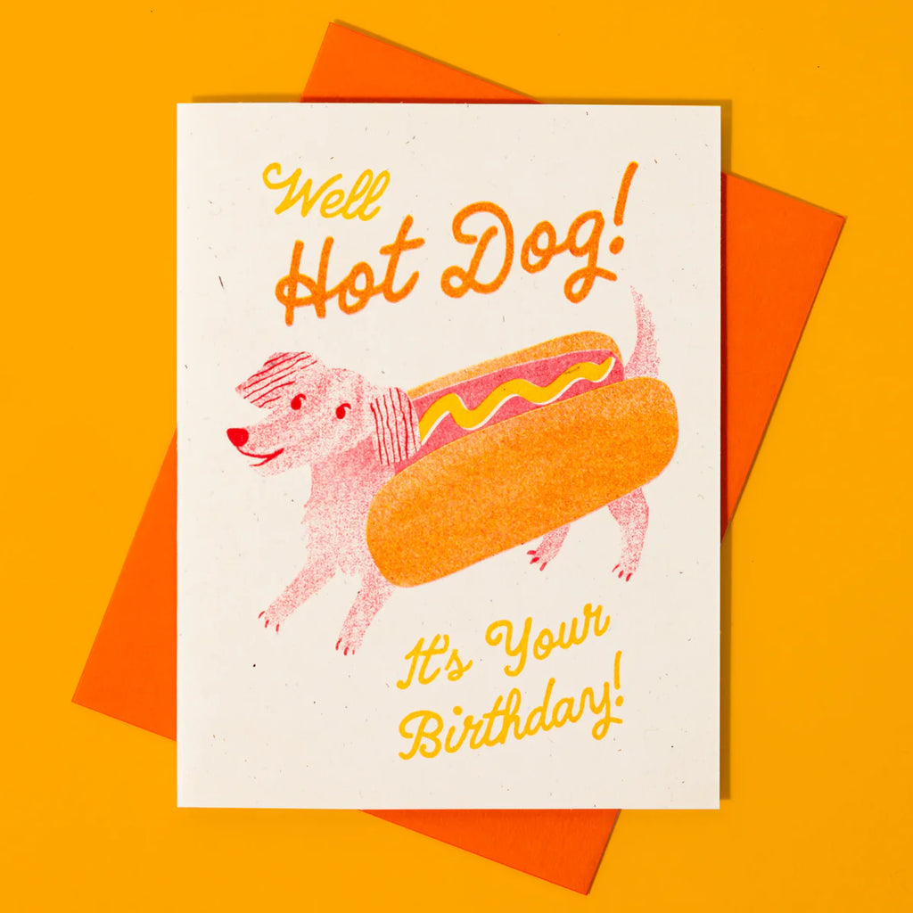 Hot Dog Risograph Birthday Card