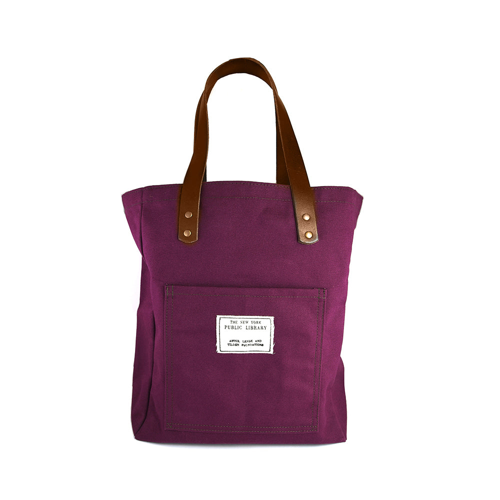 Burgundy Vintage NYPL Stamp Tote Bag