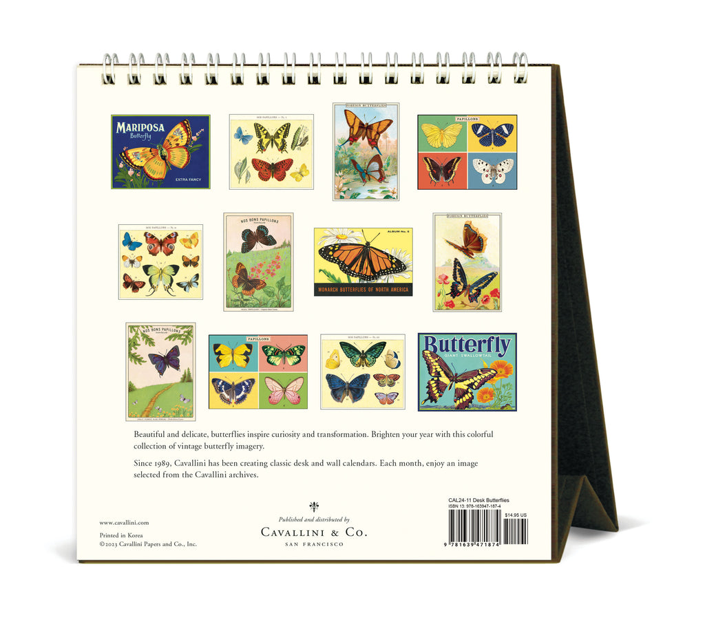 Vintage Butterflies 2024 Desk Calendar