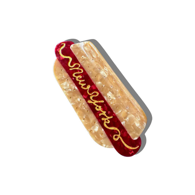 Hand-Painted New York Hot Dog Claw Hair Clip