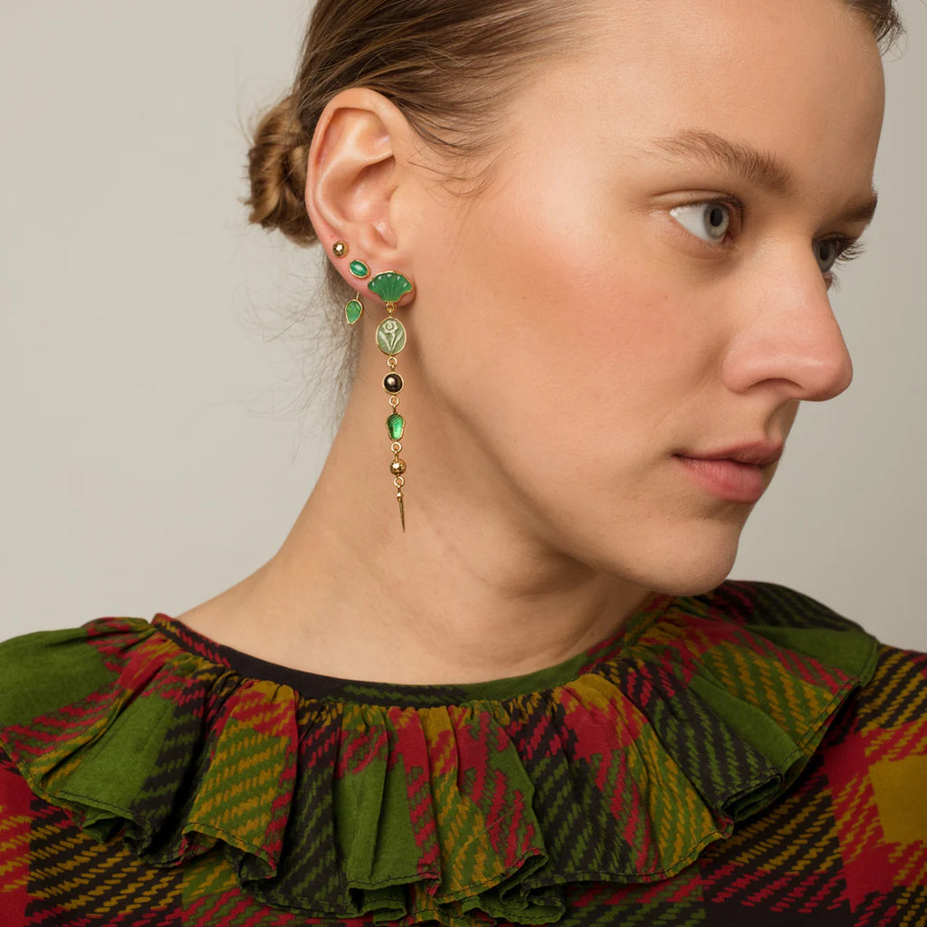 Green Detachable Drop Earrings