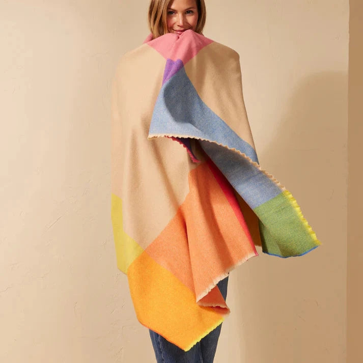 Colorblock Blanket Wrap