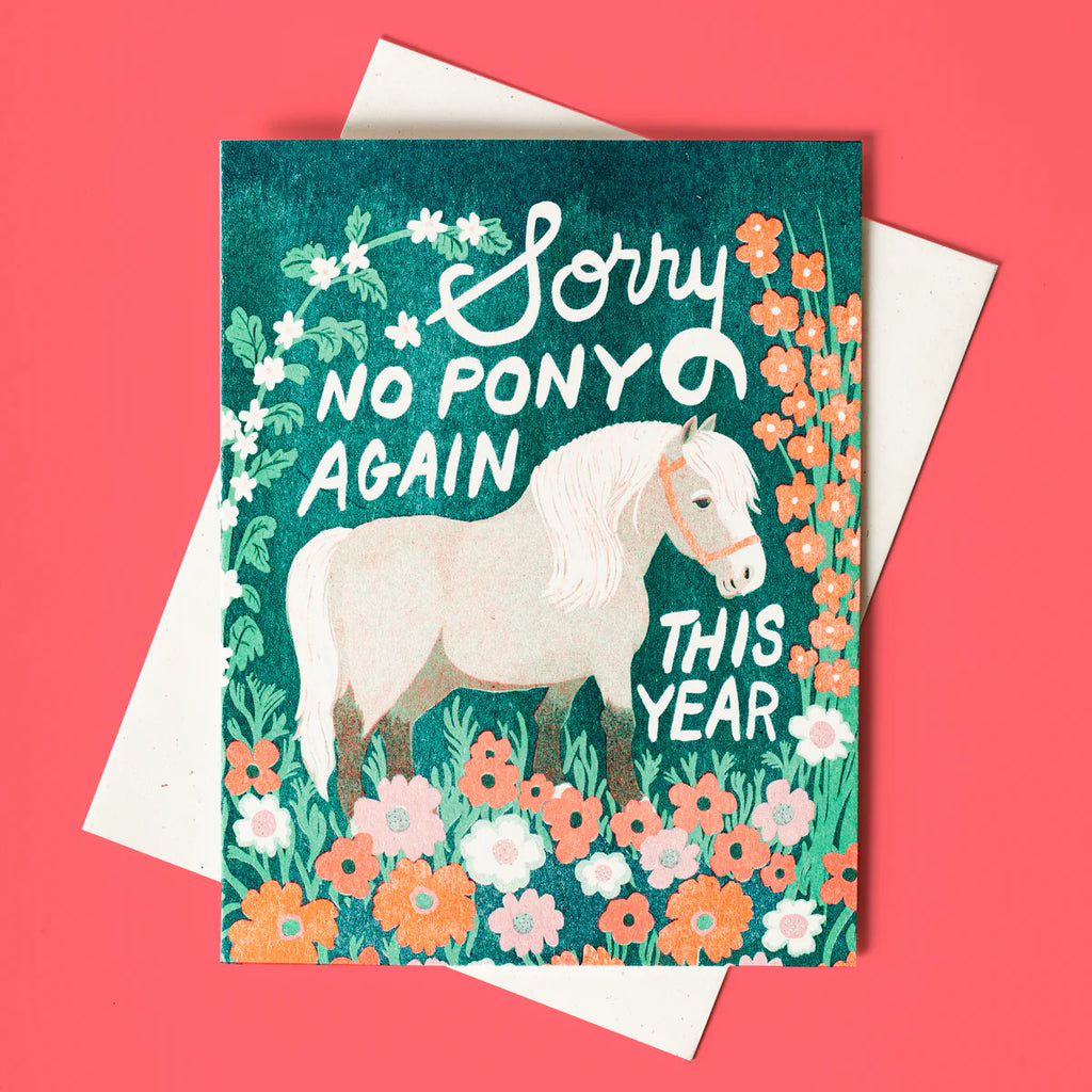 No Pony Birthday Risograph Card