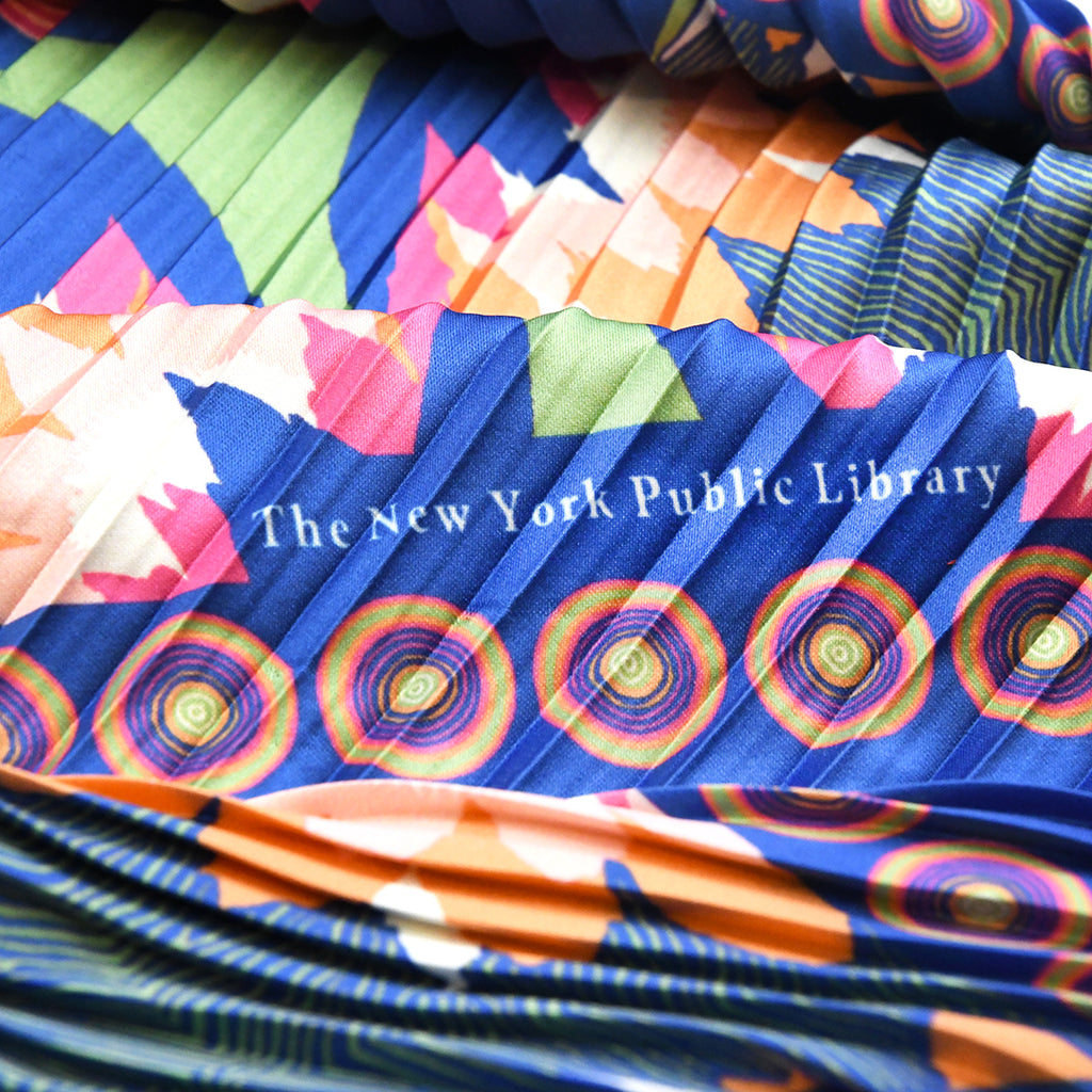 NYPL Indigo Blue Pleated Diamond Scarf