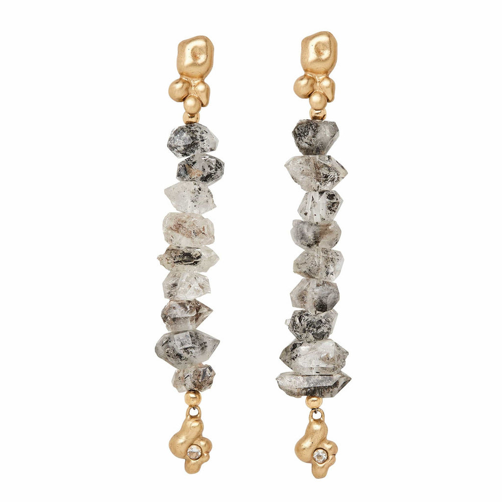 Petite Ore Bronze Herkimer Diamond Earrings