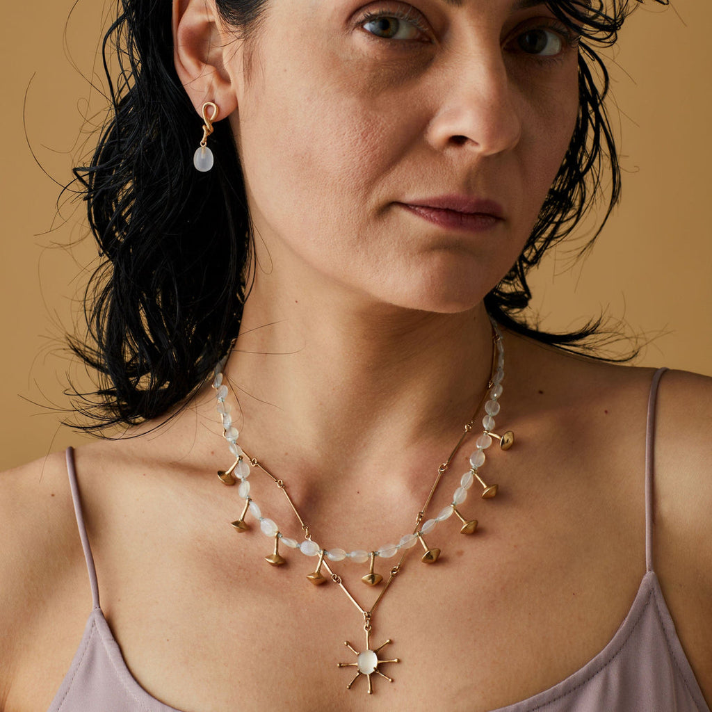 Stella White Quartz Bronze Necklace