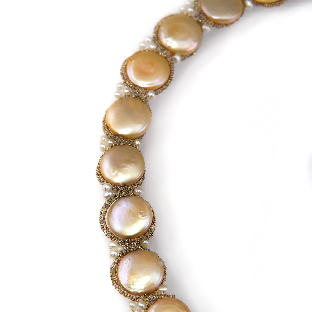 Lace Necklace: Jodie Beige Pearls