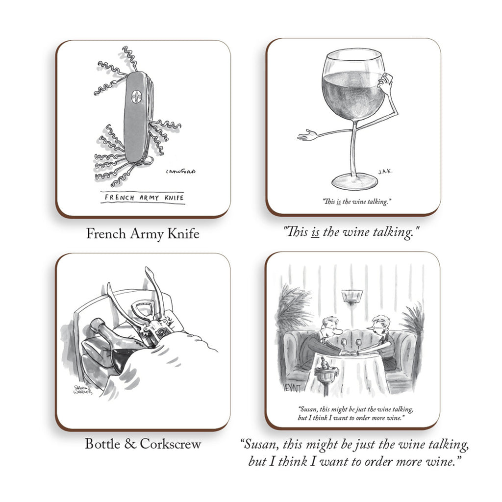 Sottobicchiere Retro 'I Cook With Wine...' – Quadrato 10x10 Cm, Stampa Colorata, Fondo In Sughero Antiscivolo