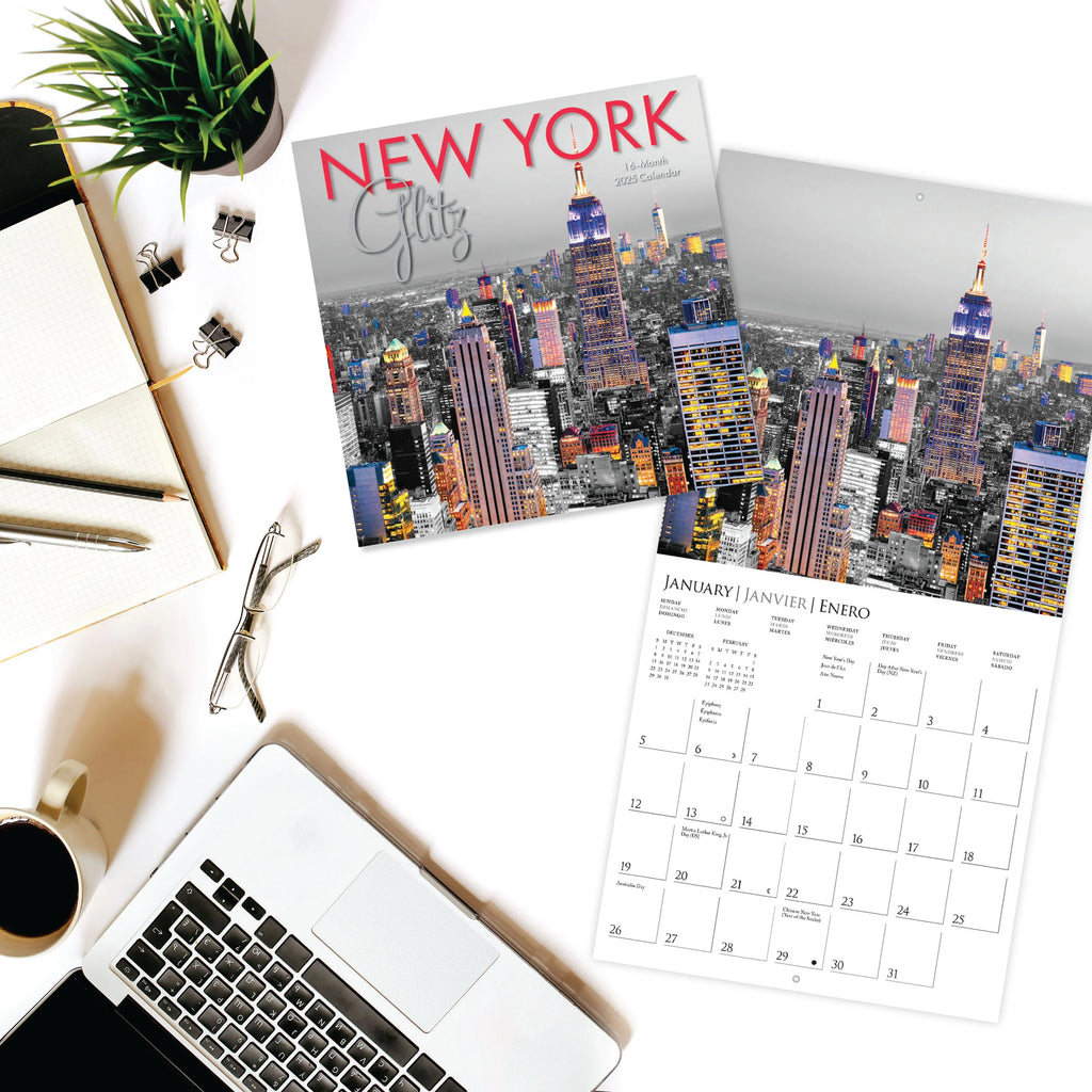 New York Glitz 2025 Mini Wall Calendar