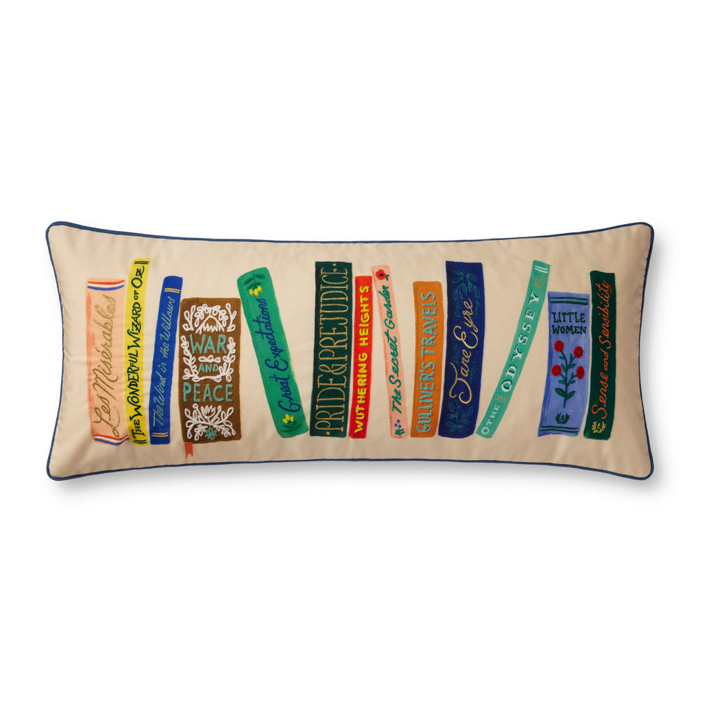 Book Club Embroidered Lumbar Pillow