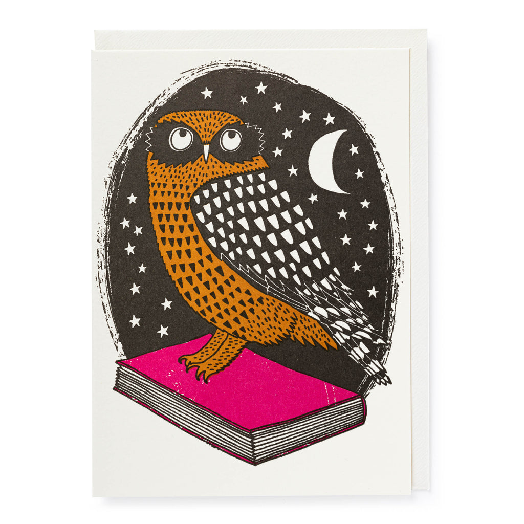 Book Owl Letterpress Notecard
