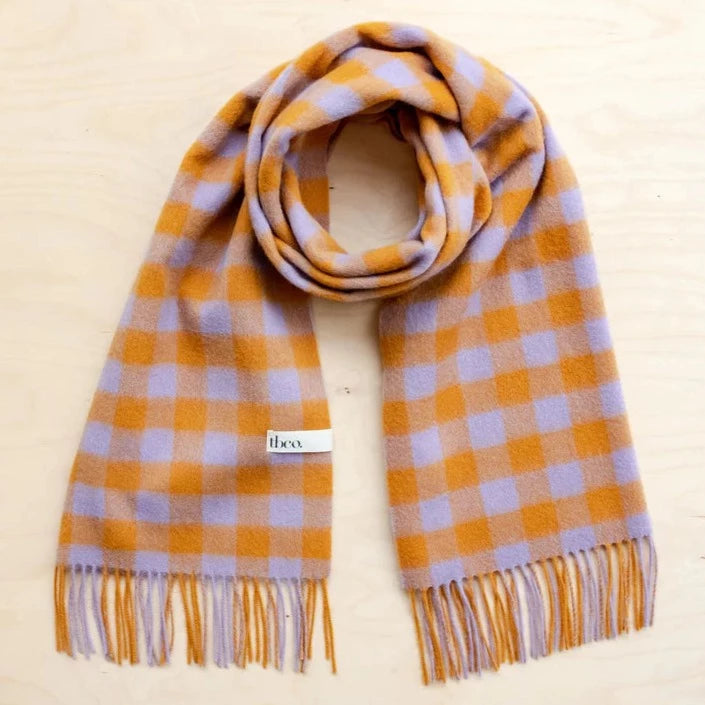 Amber Gingham Lambswool Oversized Scarf