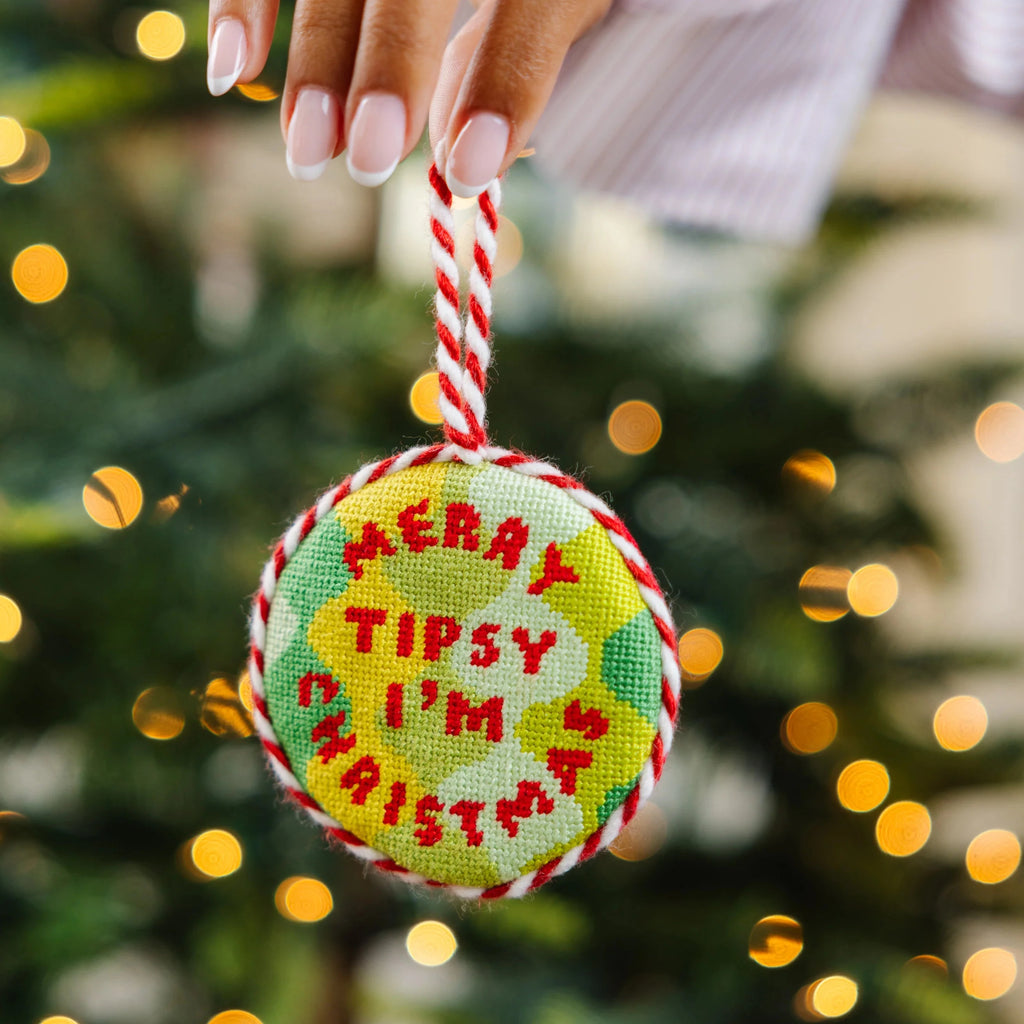 Merry Tipsy Needlepoint Ornament