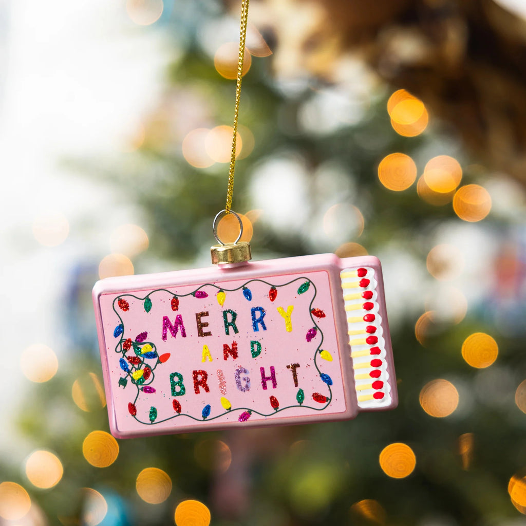 Merry & Bright Matchbook Glass Ornament